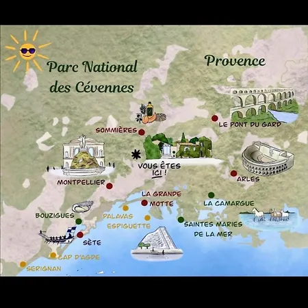度假居 Maisonnette Climatisee Avec Terrasse- Entre Nimes, Montpellier Et Les Plages *